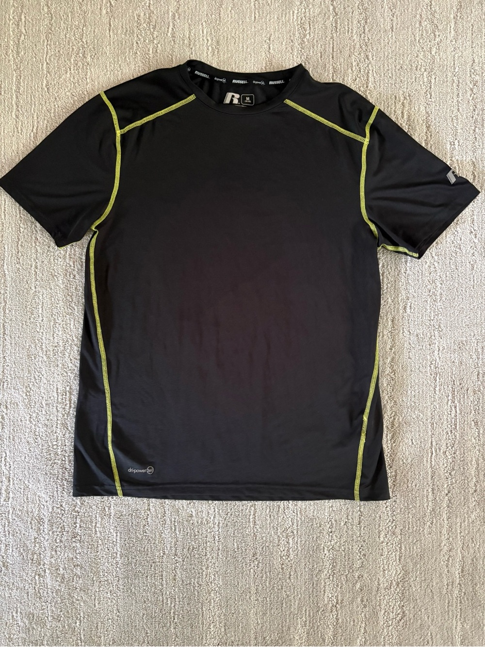 Russell Athletic Men's Medium Black Dri-Power 360 Training Fit Workout Tee